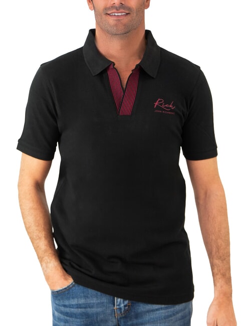 JOHN RICHMOND DABAK Polo mezza manica a V black - Polo Uomo