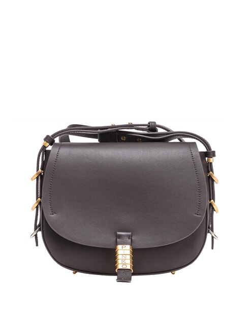 PINKO SADDLE Borsa a tracolla media in pelle con patta marrone moro-mix gal. gold-nik - Borse Donna