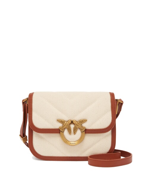 PINKO LOVE BOX BAG Borsa mini in canvas a tracolla beige/marrone-antique gold - Borse Donna