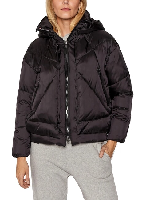 CANADIAN EUGENIE Piumino satin corto con cappuccio black - Piumini Donna