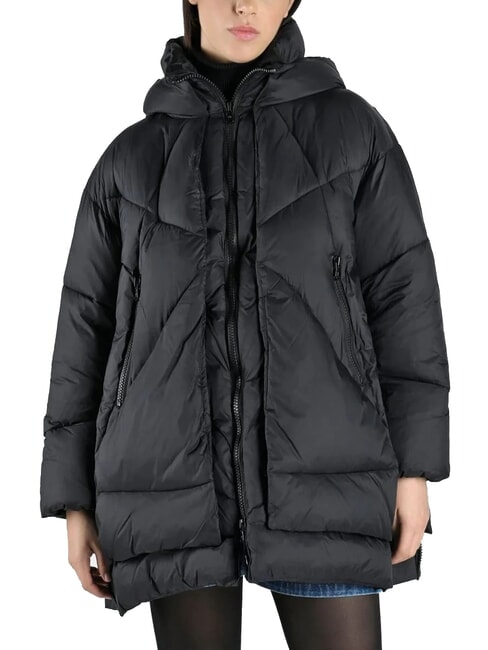 CANADIAN EUGENIE Piumino satin medio con cappuccio black - Piumini Donna