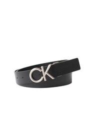 CALVIN KLEIN CK HALLMARK LOGO Cintura in pelle stampa lucertolina - Cinture