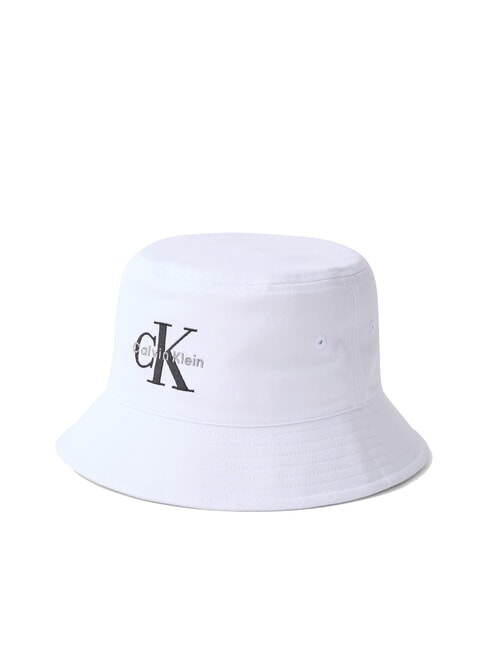 CALVIN KLEIN CKJ MONO LOGO Cappello modello bucket in cotone ck white - Cappelli