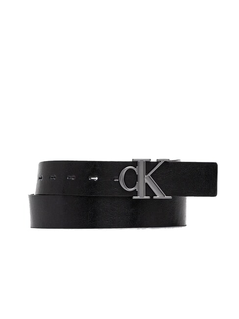 CALVIN KLEIN CKJ PLAQUE Cintura double face accorciabile black/delicioso/matte gunmetal - Cinture