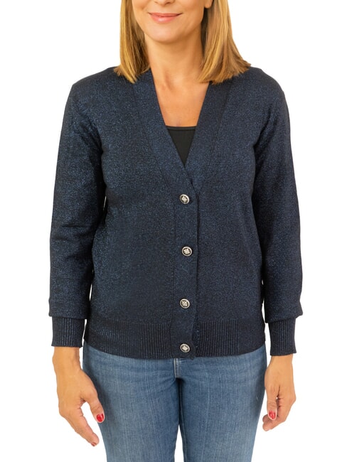 JOHN RICHMOND PEACEFUL Cardigan lurex con bottoni blue navy - Maglie Donna