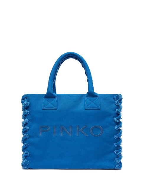 PINKO BEACH Borsa shopping in canvas riciclato blu-astro blu ch.-antique gold - Borse Donna