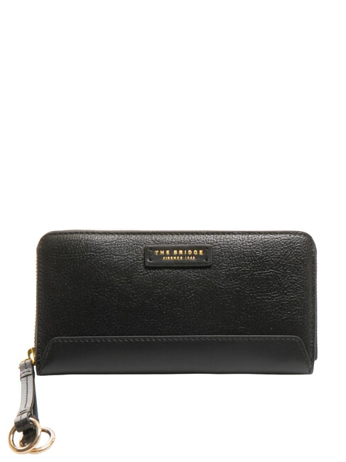 THE BRIDGE CARLOTTA Portafoglio grande zip around Nero Oro - Portafogli Donna