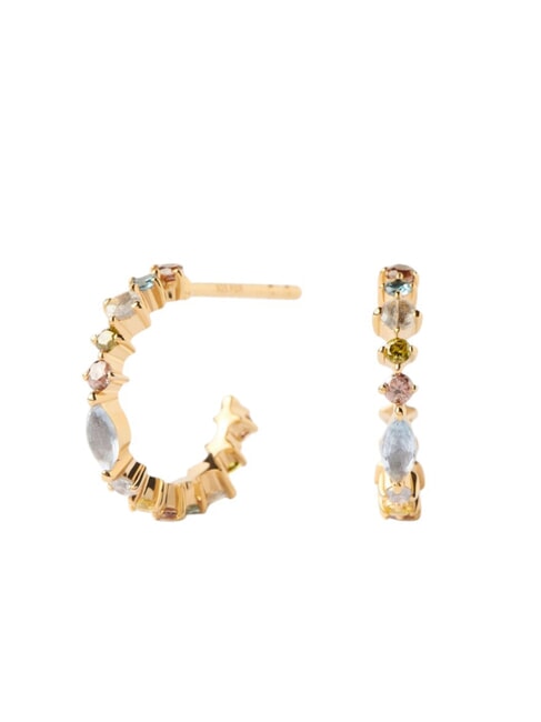 PDPAOLA COLOR LOTUS MINI Orecchini a cerchio piccoli con pietre oro - Orecchini