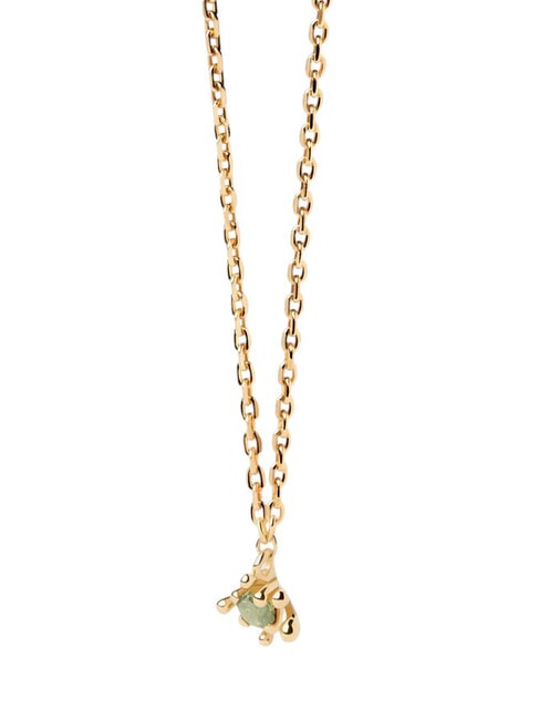 PDPAOLA COLOR GREEN FLEUR Collana ciondolo con zircone e griffe oro - Collane