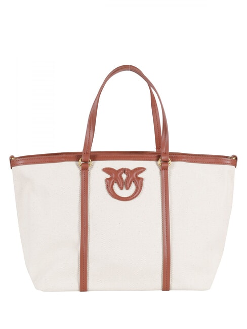 PINKO MIRANDA Shopping Bag con tracolla mult.beige/cuoio-antique gold - Borse Donna