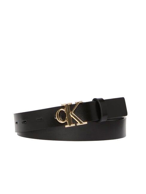 CALVIN KLEIN MONOGRAM BUCKLE Cintura in pelle con logo metallico na black - Cinture