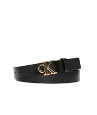 CALVIN KLEIN MONOGRAM BUCKLE Cintura in pelle con logo metallico - Cinture