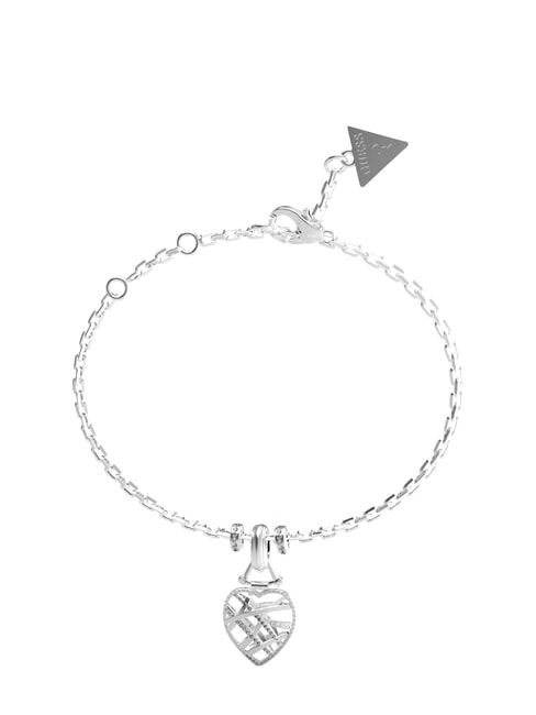 GUESS HEART CAGE Bracciale con cuore SILVER - Bracciali Donna
