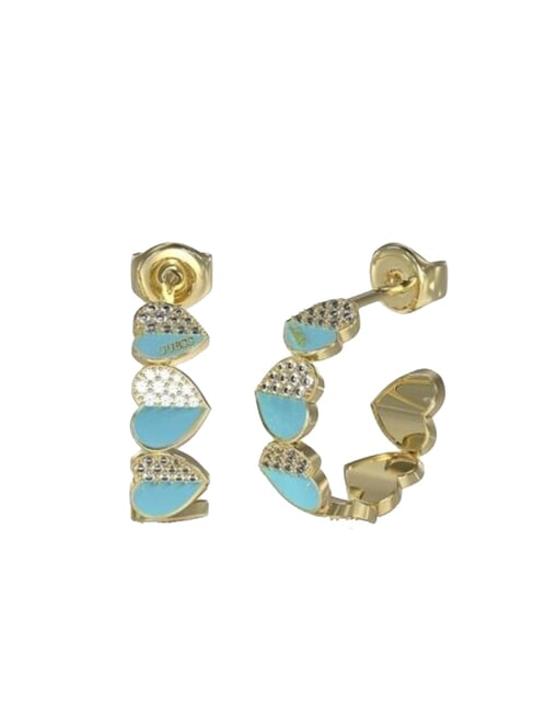 GUESS LOVELY GUESS Orecchini cuoricini smaltati ylw gold/turquoise - Orecchini