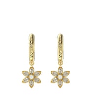GUESS WHITE LOTUS Orecchini a cerchio con charms fiori - Orecchini