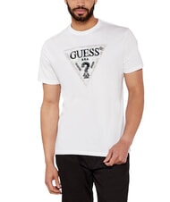 GUESS TRIANGLE T-shirt in cotone con stampa purwhite - T-shirt Uomo - 1