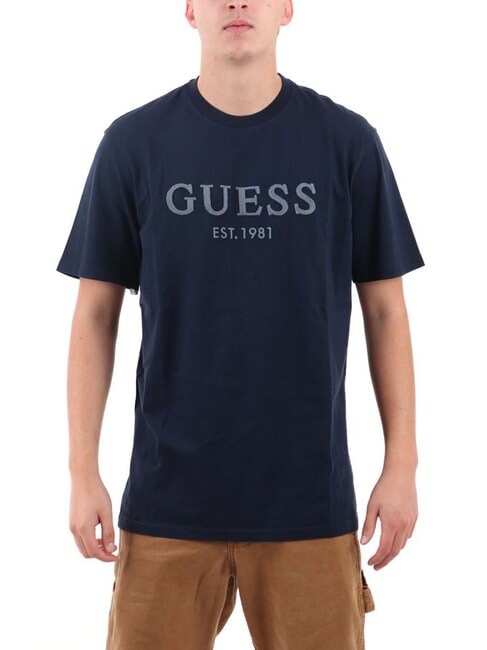 GUESS BOX LOGO T-shirt con logo ricamato smartblue - T-shirt Uomo