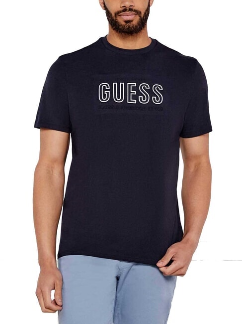 GUESS BSC EMBOSSED LOGO T-shirt con stampa in rilievo smart blue multi - T-shirt Uomo