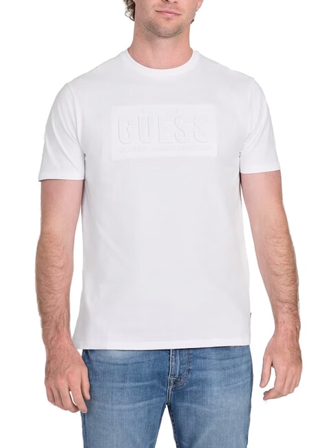 GUESS BSC EMBOSSED LOGO T-shirt con stampa in rilievo purwhite - T-shirt Uomo