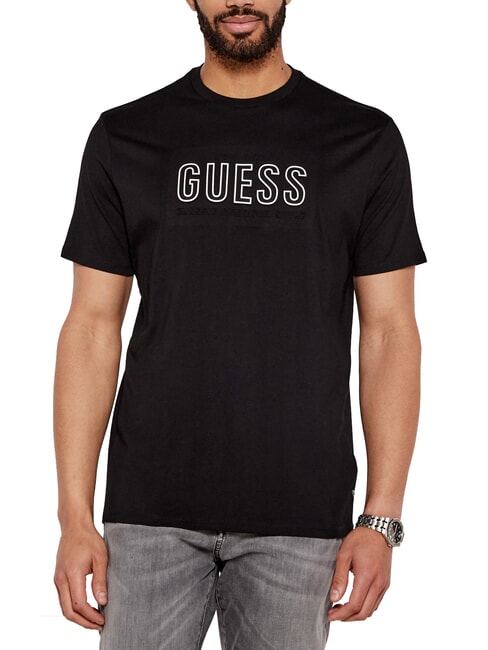 GUESS BSC EMBOSSED LOGO T-shirt con stampa in rilievo jet black multi - T-shirt Uomo