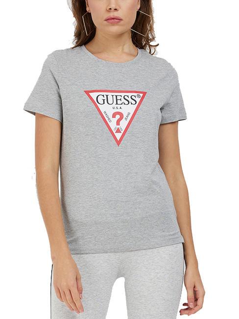 GUESS ORIGINAL LOGO T-shirt triangle light melange grey m - T-shirt e Top Donna