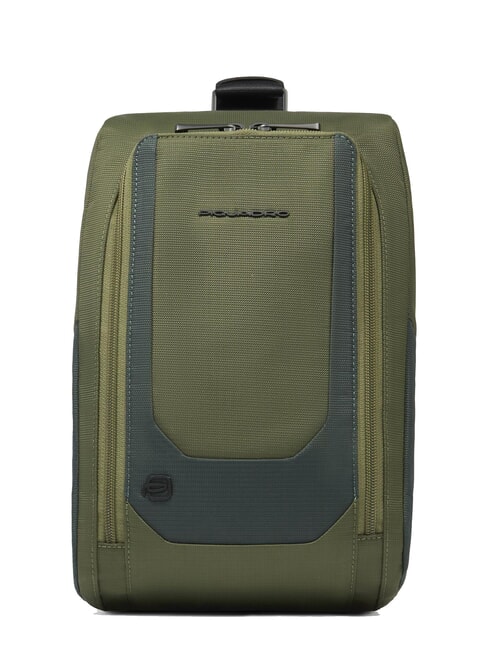 PIQUADRO S140 Zaino monospalla porta iPad in tessuto riciclato VERDE - Zaini da lavoro porta PC