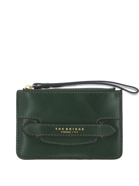 THE BRIDGE LUCREZIA Bustina portacard / portamonete in pelle verde inglese abb. oro - Portafogli Donna