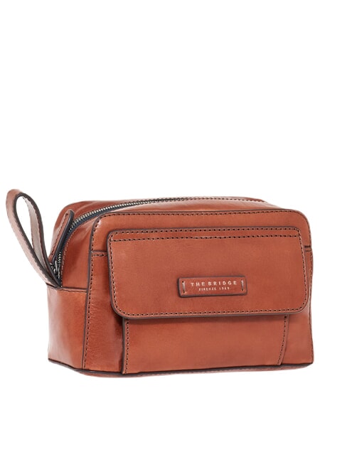 THE BRIDGE ALBERTO Beauty pochette in pelle Marrone/Rutenio                - Beauty Case