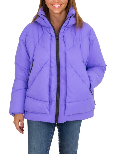 CANADIAN EUGENIE Piumino satin corto con cappuccio purple opulence - Piumini Donna