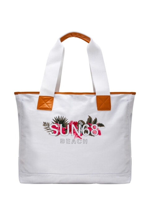 SUN68 LOGO BEACH Borsa mare in canvas bianco panna - Borse Donna