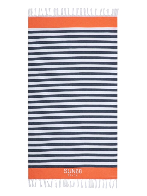 SUN68 STRIPES Telo mare in cotone bianco/navy blue - Accessori Viaggio