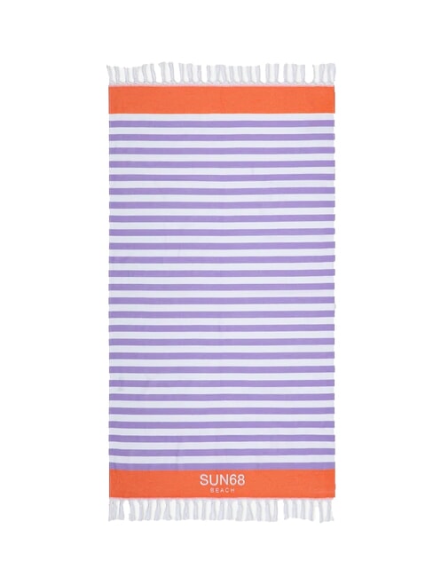 SUN68 STRIPES Telo mare in cotone bianco/lilla - Accessori Viaggio