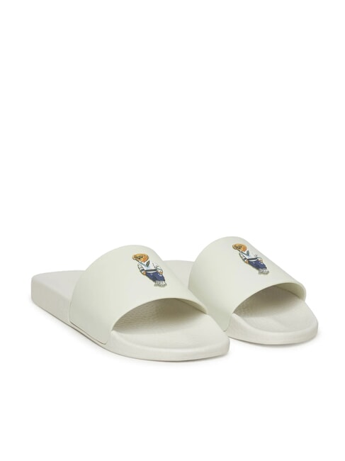 RALPH LAUREN POLO SLIDE Ciabatte heritage bear - deckwash white - Scarpe Unisex