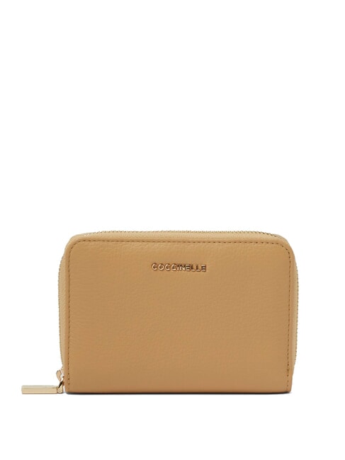 COCCINELLE METALLIC SOFT metallic soft portafoglio pelle martellata Zip Around Wallet fresh beige - Portafogli Donna