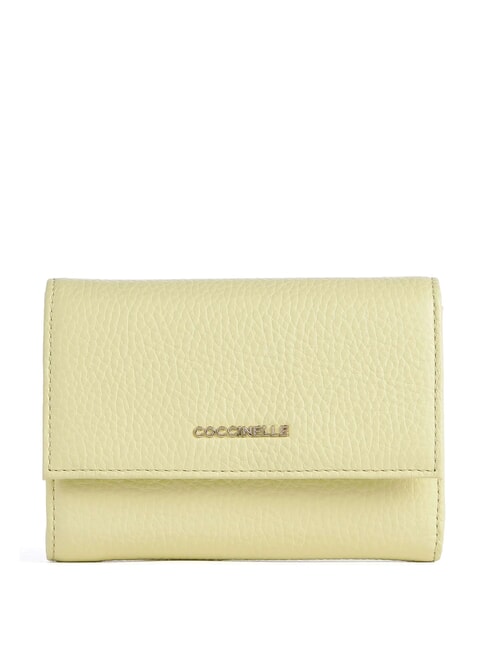 COCCINELLE METALLIC SOFT Portafoglio bifold pelle martellata lime wash - Portafogli Donna