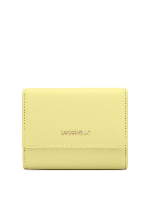 COCCINELLE METALLIC SOFT Small wallet in textured leather lime wash - Portafogli Donna