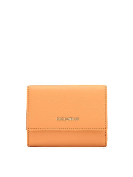 COCCINELLE METALLIC SOFT Small wallet in textured leather sunrise - Portafogli Donna