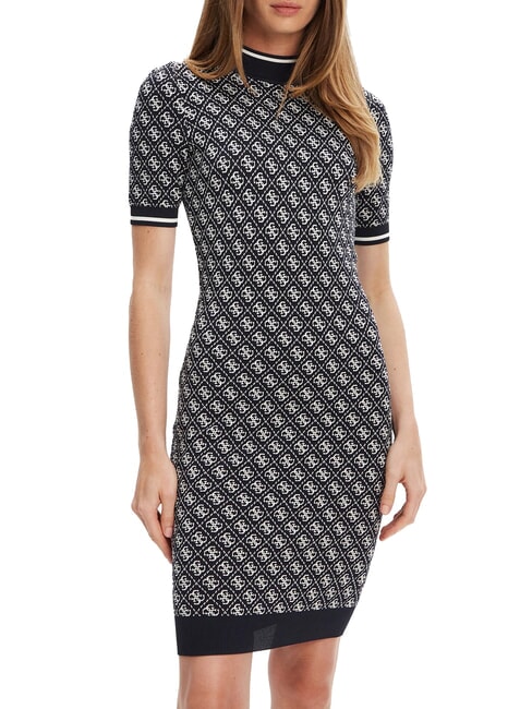 GUESS LISE Abito stretch in maglia smart blue and cream - Vestiti Donna