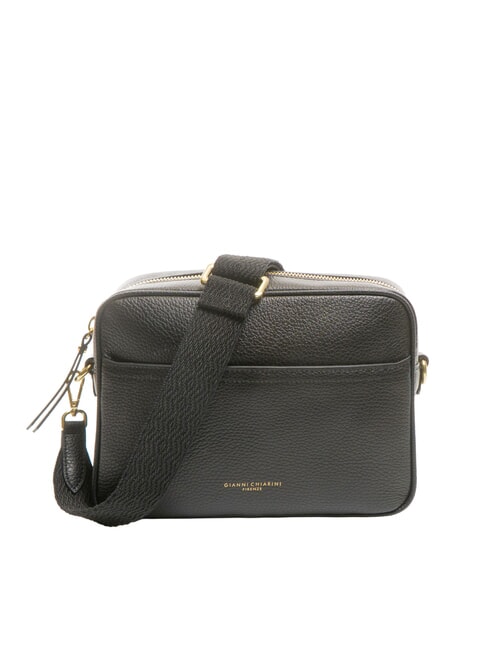 GIANNI CHIARINI NINA Borsa camera case in pelle con tracolla in tessuto Nero - Borse Donna
