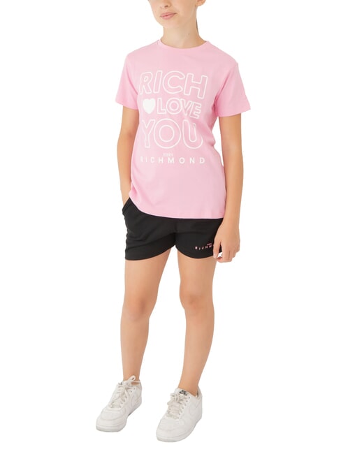 JOHN RICHMOND CICAM Completo tuta t-shirt e bermuda pink/black - Tute bambini