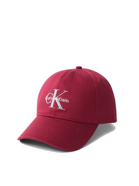CALVIN KLEIN CKJ MONO LOGO Cappello modello baseball in cotone deep rouge - Cappelli