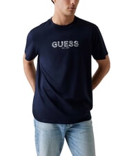 GUESS BSC EMBROIDERY LOGO T-shirt in cotone con logo ricamato smart blue multi - T-shirt Uomo - 1