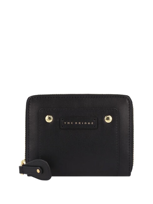 THE BRIDGE CECILIA Portafoglio medio in pelle zip around Nero Oro - Portafogli Donna