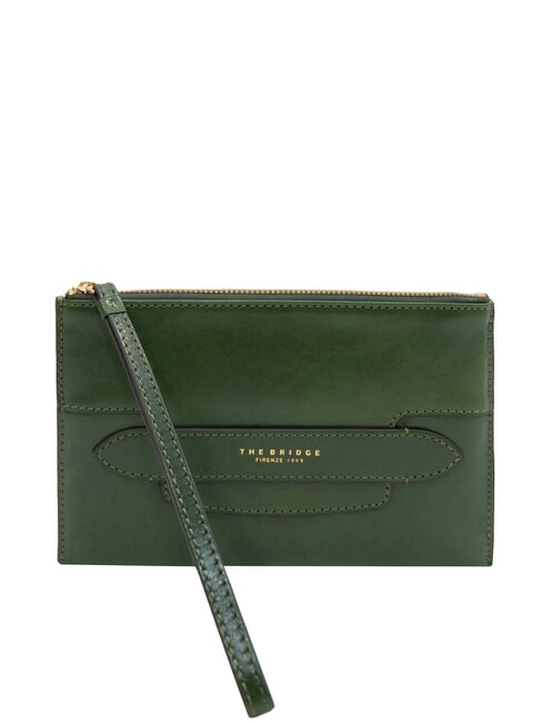 THE BRIDGE LUCREZIA Pochette con polsierina in pelle verde inglese abb. oro - Borse Donna