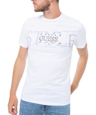 GUESS CHEST BOX T-shirt in cotone con stampa purwhite - T-shirt Uomo - 1