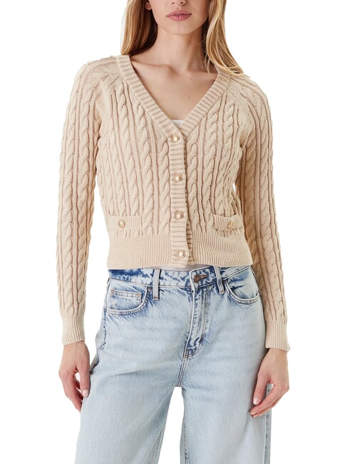 GUESS GISELLE Cardigan a trecce con bottoni cream vanise - Maglie Donna