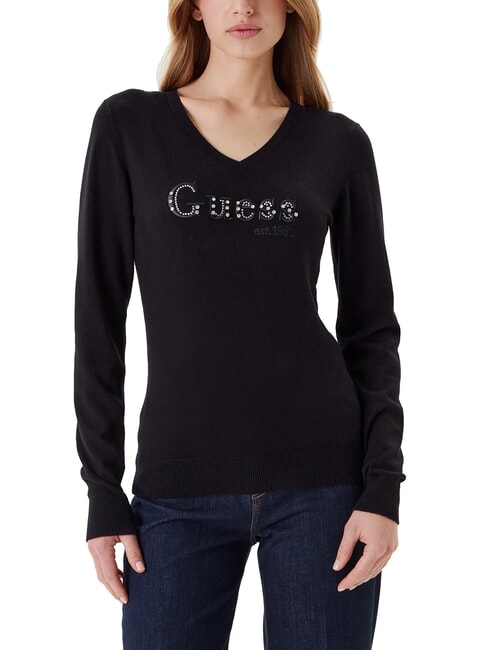GUESS KENZIE LOGO Maglioncino scollo a V jetbla - Maglie Donna
