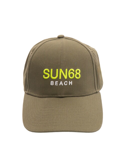 SUN68 LOGO Cappello modello baseball in cotone militare scuro - Cappelli
