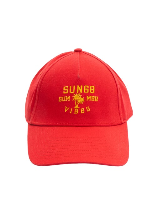 SUN68 LOGO Cappello modello baseball rosso fuoco - Cappelli