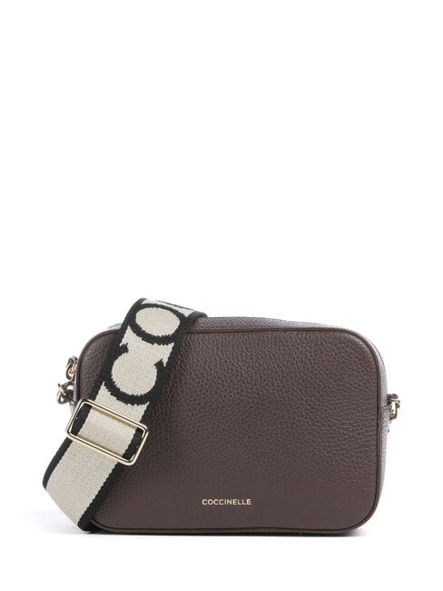 COCCINELLE TEBE Borsa a tracolla in pelle martellata brunette - Borse Donna
